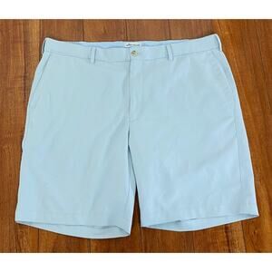 Men Peter Millar Salem Performance 9" silver athletic chino golf shorts, 38